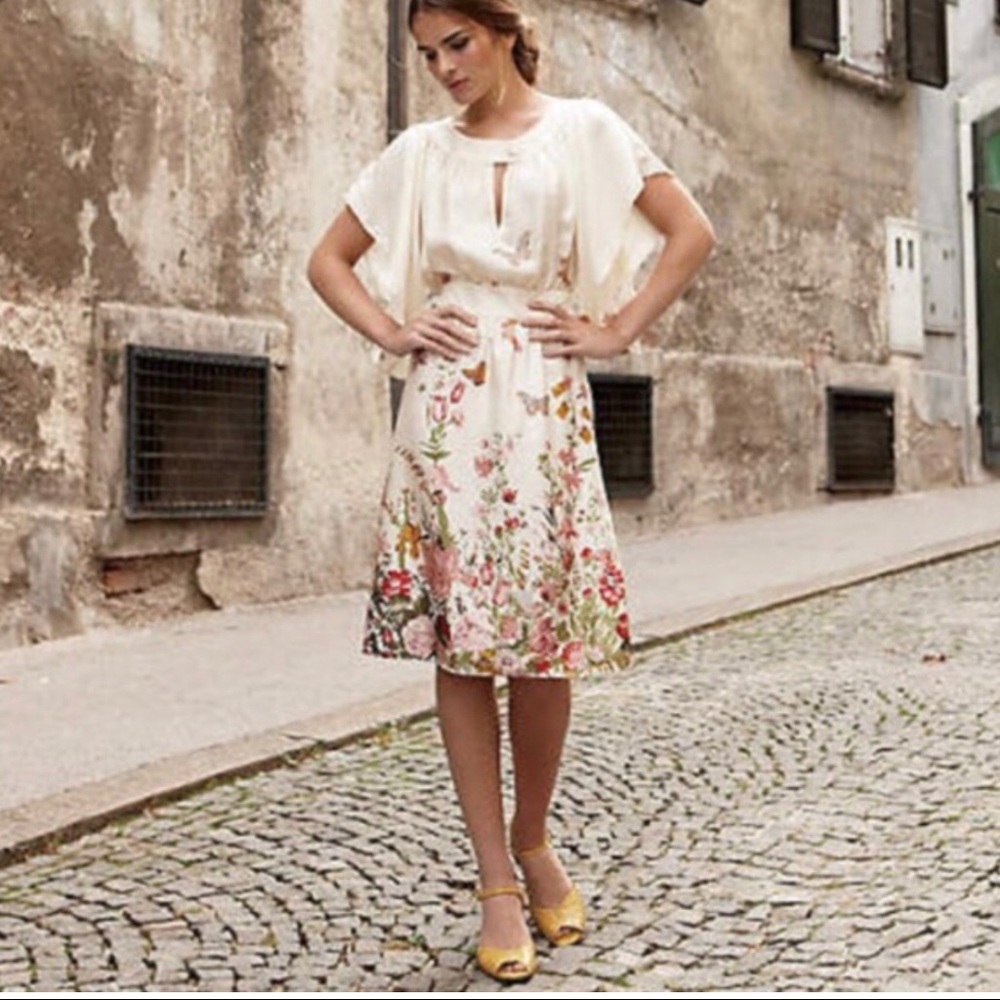 Anthropologie Lil Silk Butterfly Print Dress 6